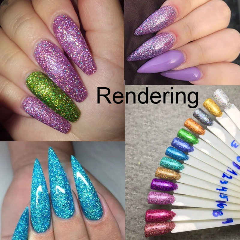 50g/bag Holographic Nail Powder Shimmer Glitter for Nail Art DIY Decorations Silver Gold UV Gel Varnish Nail Tips Pigment Dust