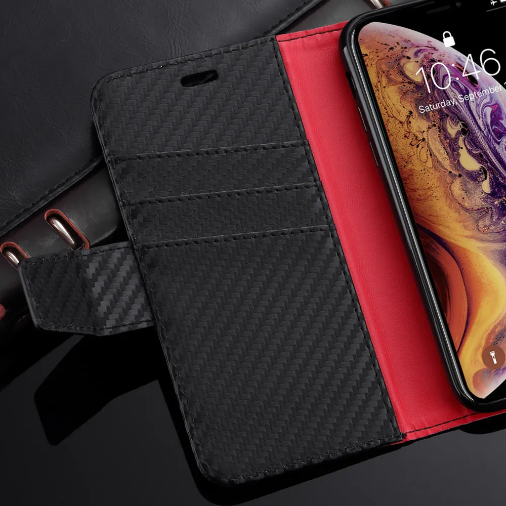 LLZ. Чехол из углеродного волокна, кожаный магнитный чехол-кошелек для Iphone 11 Pro Xr XS MAX 7 8 PLUS X 5 5S SE 6 6S PLUS, чехол Capas Fundas