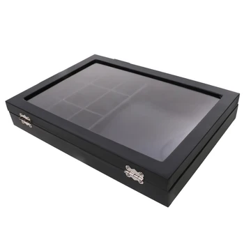 

Large Black Leather Necklace Jewelry Retail Display Tray Box Organizer #2