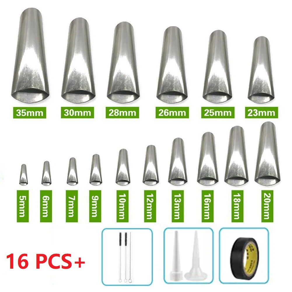 

16pcs Caulk Nozzle Brush Tape Countertops Windows Finishing Attachments