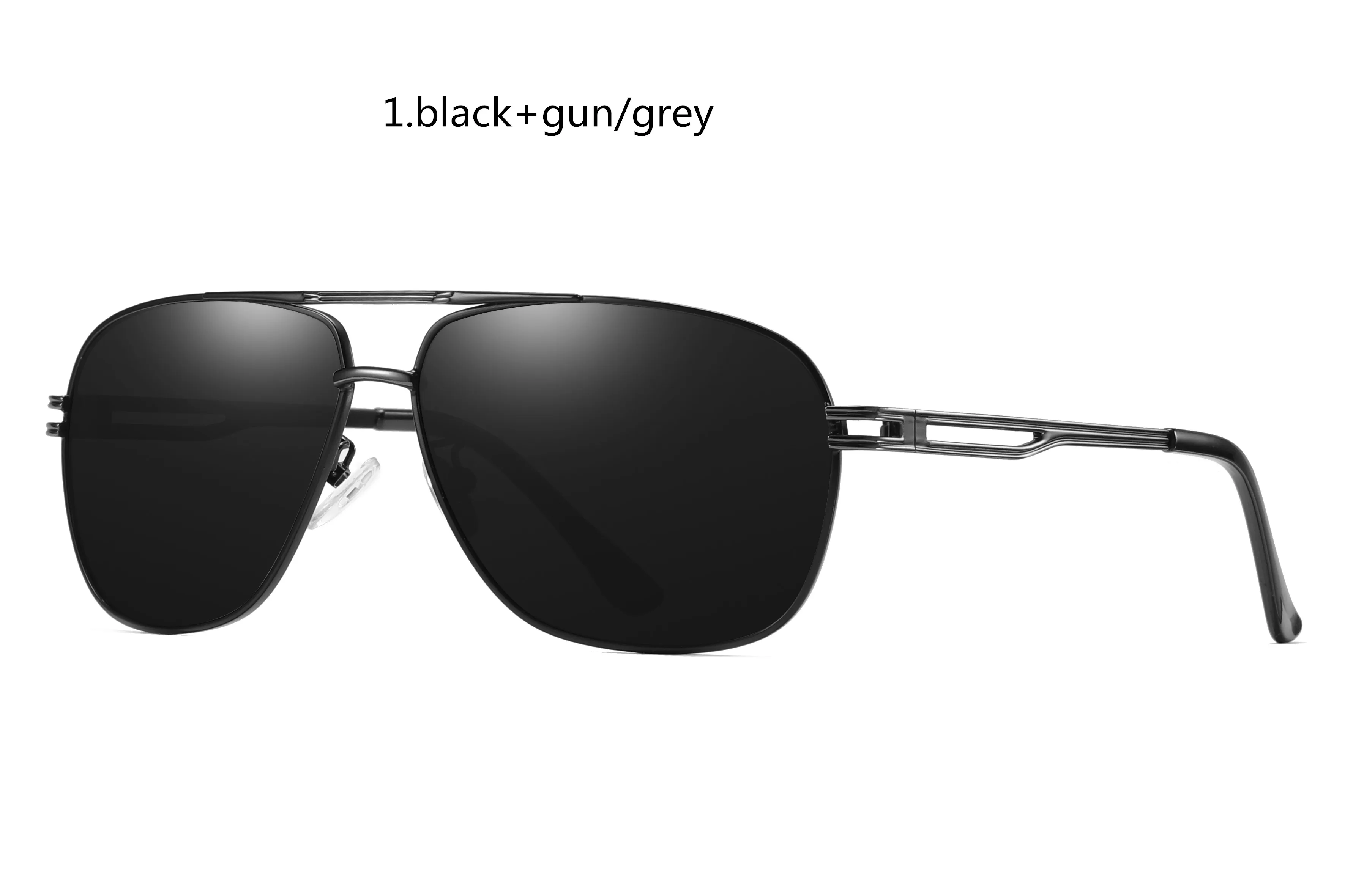 1.black gun(grey ROUPAI Солнцезащитные очки Мужские Винтажные поляриодные бредовые дизайнерские зеркальные uv400 высококачественные модные солнцезащитные очки для вождения синие Черные oculos - Цвет линз: 1.black gun(grey