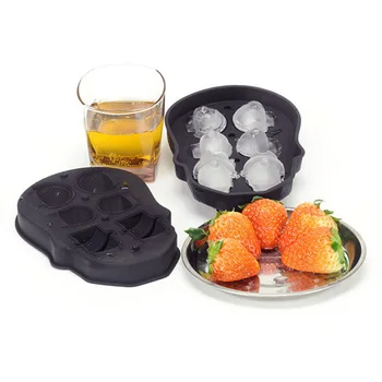 

Skull Ice Cube Trays Silicone 3D DIY Mould durable For Home Kitchen Black Soft