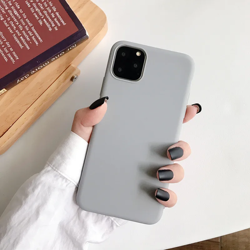 Силиконовый чехол карамельного цвета для iPhone XS 11 Pro MAX XR X, чехол для телефона ярких цветов s, для iPhone 5S, 5, se, 7, 6, 6 S, 8 Plus, мягкий чехол из ТПУ - Цвет: Grey