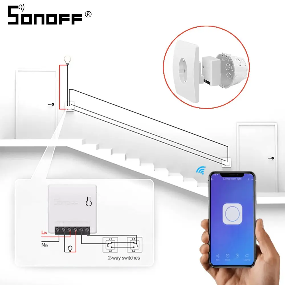 SONOFF MINI/Basic Two Way Smart Switch Wifi Remote Control DIY Support External Switch 10A work wth - 4000226066334