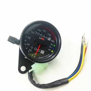 

LED Backlight Signal Motor Odometer KMH Speedometer Gauge Vintage Retro Cafe GN
