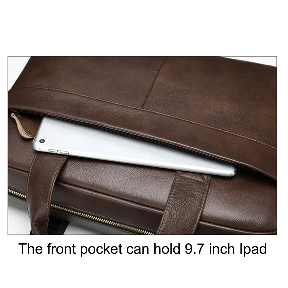 MVA Briefcase Men's Genuine Leather Bag Men's Office Bags For Men Messenger Bag Laptop Business Men's Leather Handbags 15 inch images - 6