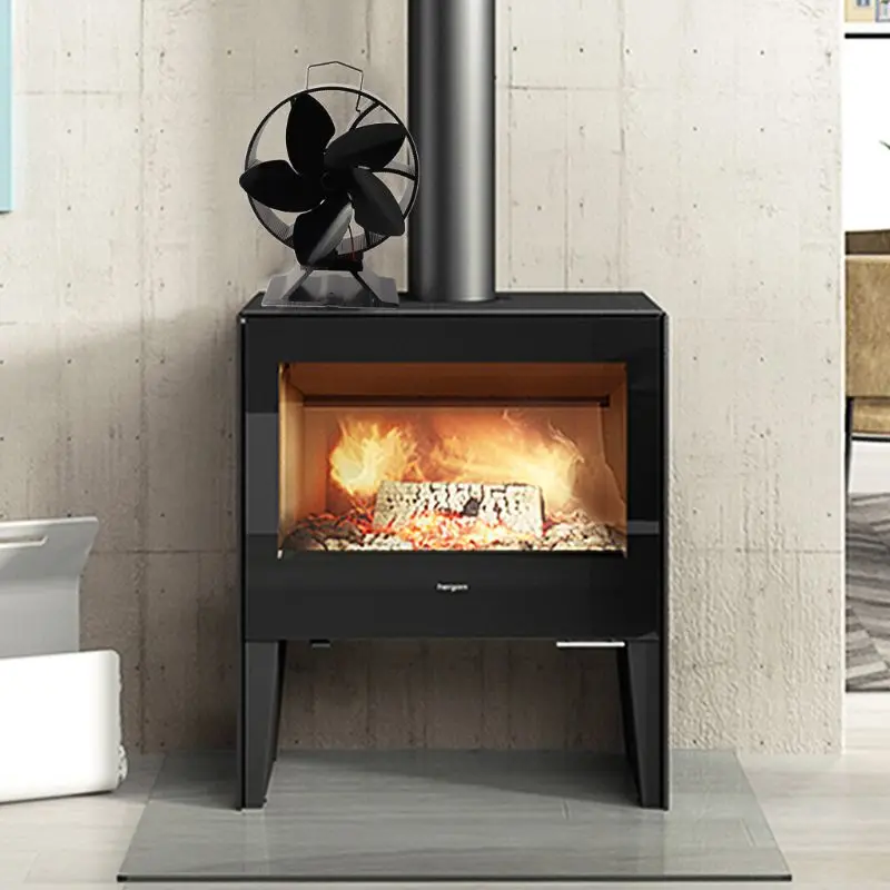 

5 Blade Heat Powered Wood Stove Fan Log Burner Fireplace Silent Quiet Eco Friend