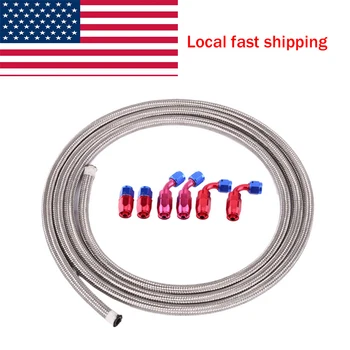 

silicone tube Evgatsauto 6AN Stainless Steel Fuel Oil Line With 6pcs Fitting Hose Kit End Adaptor 3.65m/12Ft