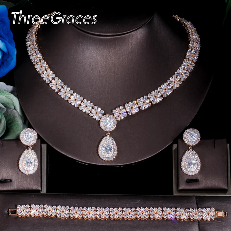 ThreeGraces роскошный комплект ювелирных изделий золотого цвета в Дубае с большой