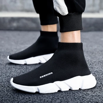 

Unisex Breathable Sock Sneakers Men Fashion Sports Casual Shoes Male Trainers High Top Couple Walking Footwears Feminino Tenis