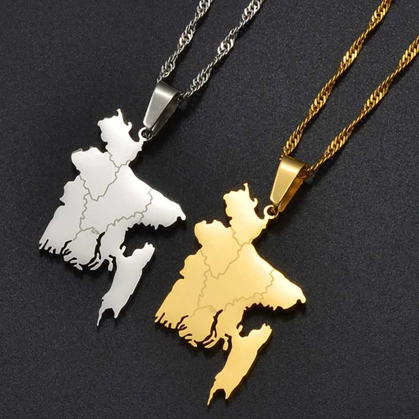 Anniyo Bangladesh Map Pendant Necklaces Gold Color/silver Color