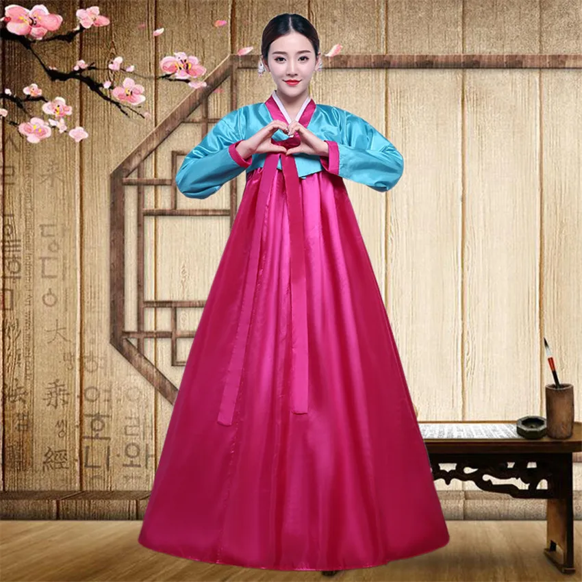10 Color Korean Traditional Palace Female New Year Minority Dance Performance Dress for Women Full Sleeve Hanbok Costume