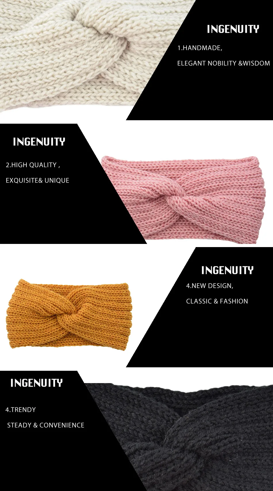 AWAYTR, вязаная повязка на голову с перекрестными узелками для женщин ...