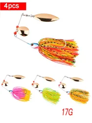 Spinner Bait Metal Lure Hard Fishing Lure Wobbler Double Hook with Metal Spoon Jigging Head Spinner Bait for Carp Fishing 2021