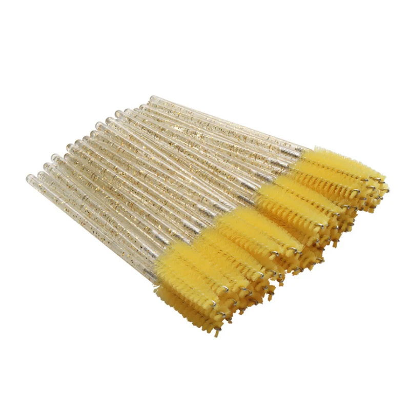 50pcs yellow 50 шт. одноразовый Кристалл щеточки с тушью для ресниц палочки Аппликатор Прививка ресниц Керлинг гребень Красота Макияж Кисти набор инструментов - Цвет: 50pcs yellow
