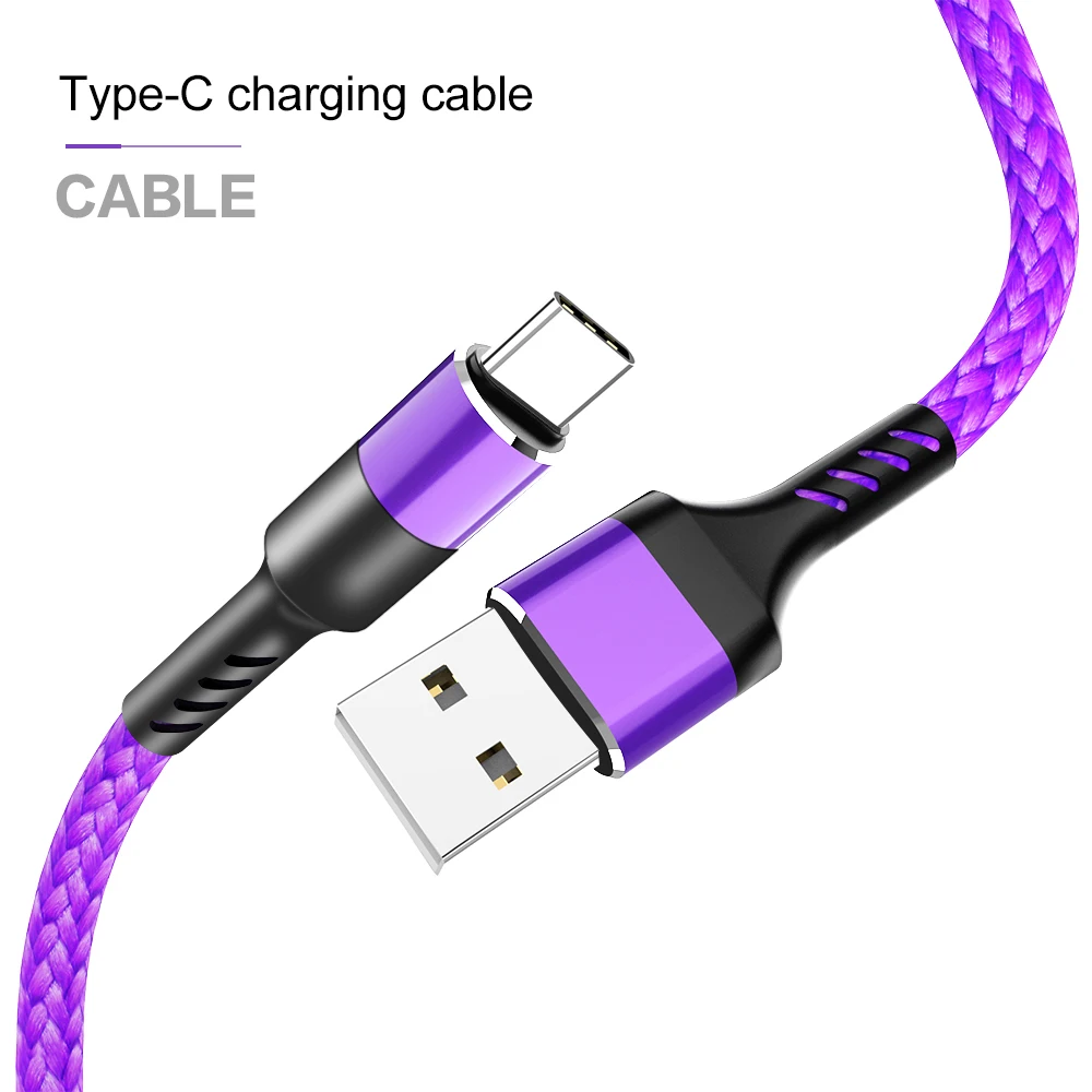 Фиолетовый 3а usb type-C кабель для Xiaomi Redmi Note 7 mi9 USB C кабель для samsung S9 провод для быстрого заряда USB-C шнур для зарядки мобильного телефона - Цвет: Фиолетовый