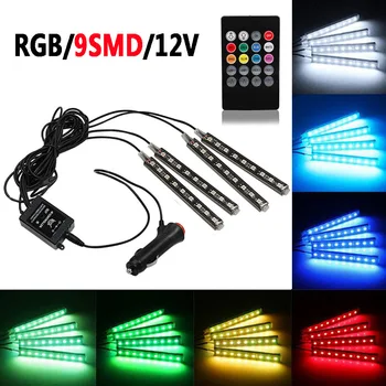 

Car atmosphere lamp 5050 9led interior LED one drag four indoor footlights free of modified interior decoration lights
