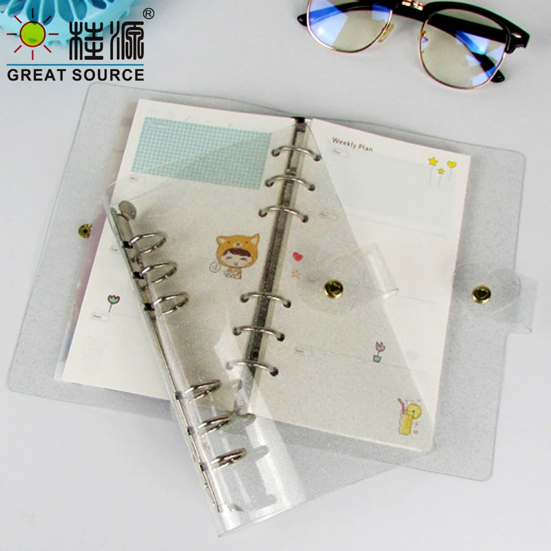 

Candy Color Journal Loose Leaf 6 Rings Transparent Binder Notebook A5/A6/A7 Loose Leaf Notebook Journal Cute Girl Diary