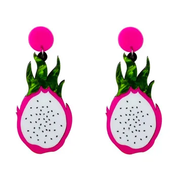 

FishSheep New Korean Lovely Pitaya Acrylic Drop Earrings For Women Resin Dragon Fruit Food Big Dangle Earrings Fashion Jewelry