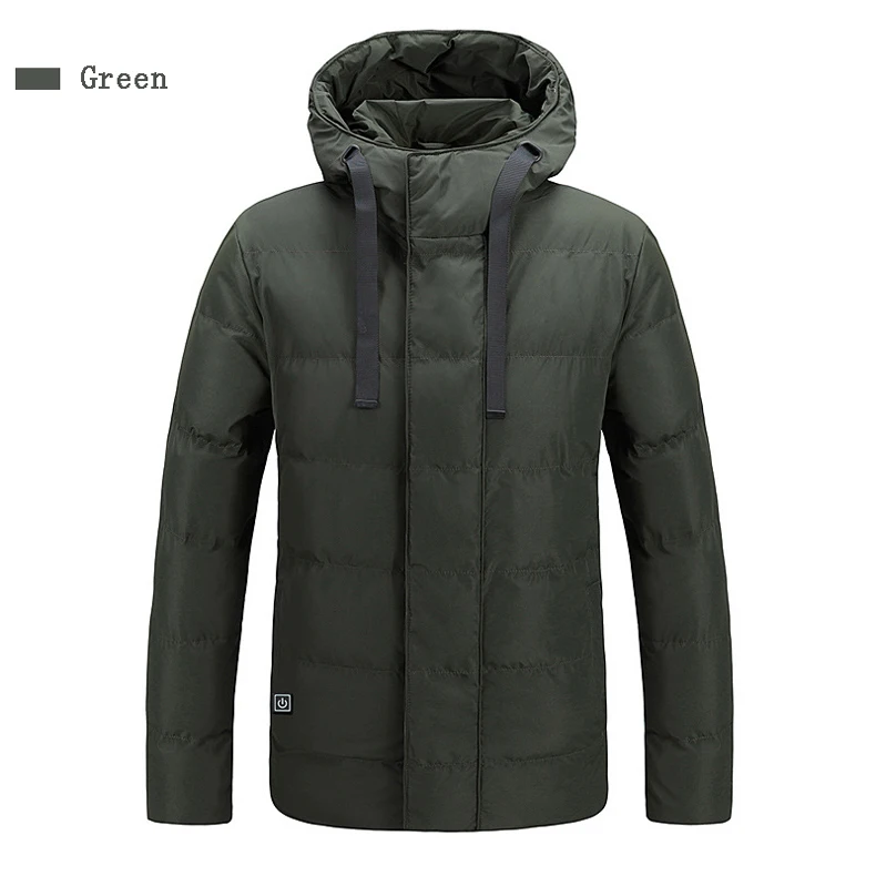 ZYNNEVA, новинка, куртки с подогревом для мужчин и женщин, зимняя теплая одежда с капюшоном, 3 режима, регулируемое Температурное пальто, GK6105 - Цвет: Green