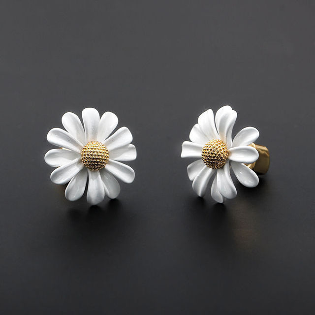 Fashion Daisy Bee Open Design Bracelet Ring Necklace Earring Painted Flower Set for Women Fashion Dress Jewelry