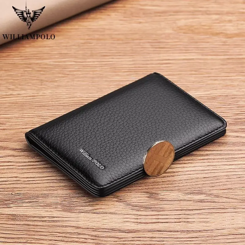 William Polo nuevas de cuero Mini cartera de los hombres ultra delgada  Cartera de viajes de lujo de la marca de la tarjeta de crédito clip de moda  de alta calidad bolso