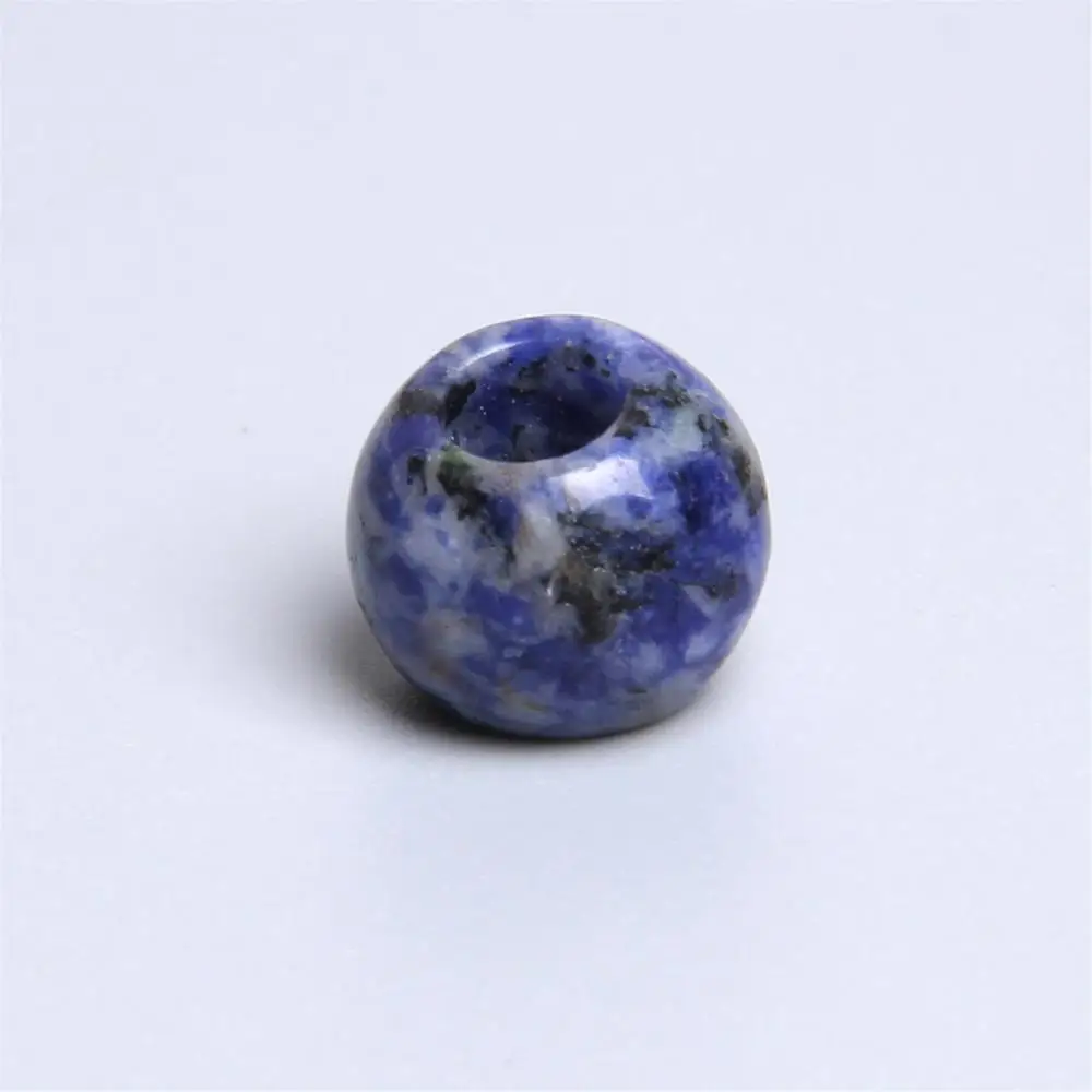 21. sodalite 10 шт./партия натуральные большие дырочки, каменные бусы из драгоценных камней, шар, бусы украшение кулон для изготовления ювелирных изделий, браслет, ожерелье, серьги, отверстие 5 мм - Цвет: 21. sodalite