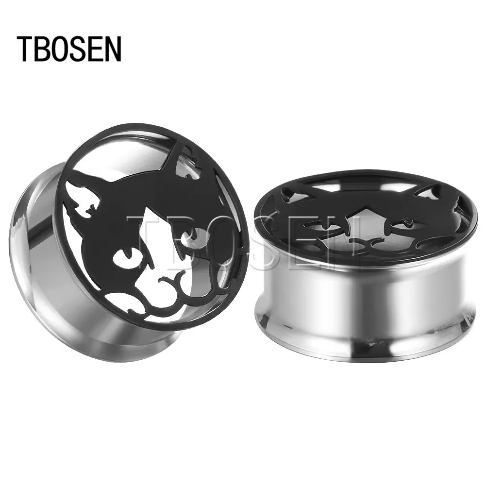 Style2 TBOSEN, логотип, беруши, черные тоннели, сережки, модные, подарок, нержавеющая сталь, ювелирные изделия для тела, унисекс - Окраска металла: Style2