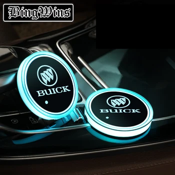 

BingWins Car luminous coaster Cup Mat For Buick Brand Series car logo light Accessories Atmosphere light