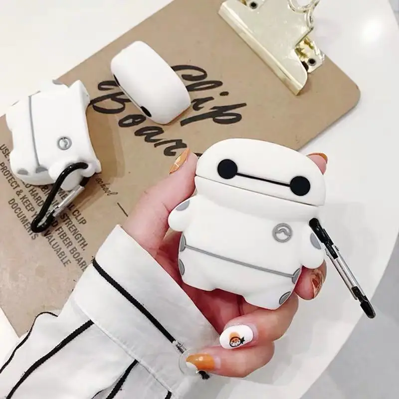 Baymax для airpods чехол силиконовая защита для airpod чехол милый 2 для apple bluetooth чехлы для наушников Аксессуары для наушников - Цвет: Белый