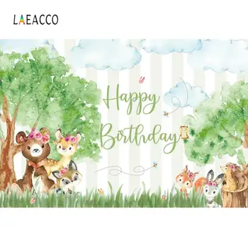 

Laeacco Cute animal Little bee jungle stripe background Birthday Celebration Photography Customizable Backdrop For Photo Studio