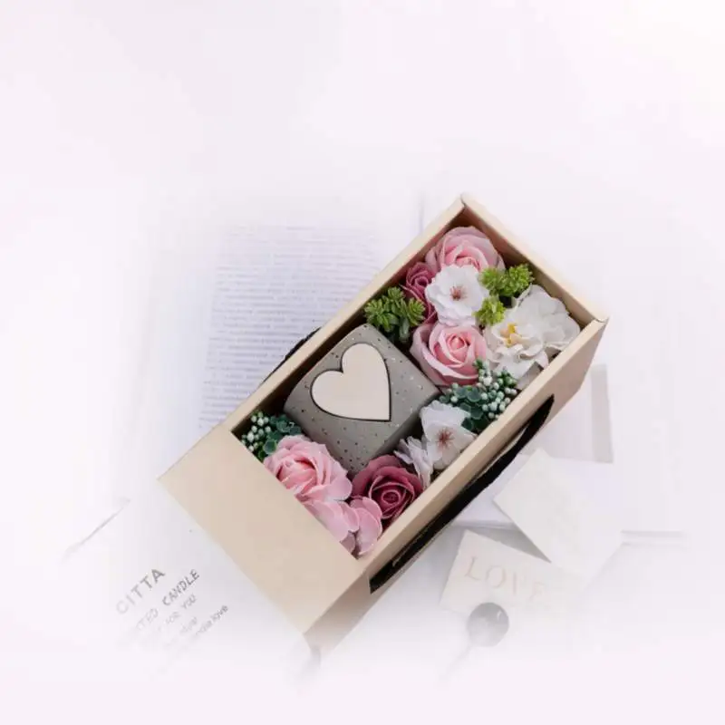 Искусственное мыло цветок розы с подарочной коробкой Органайзер изысканный романтический подарок на свадьбу День Святого Валентина вечерние принадлежности для декора