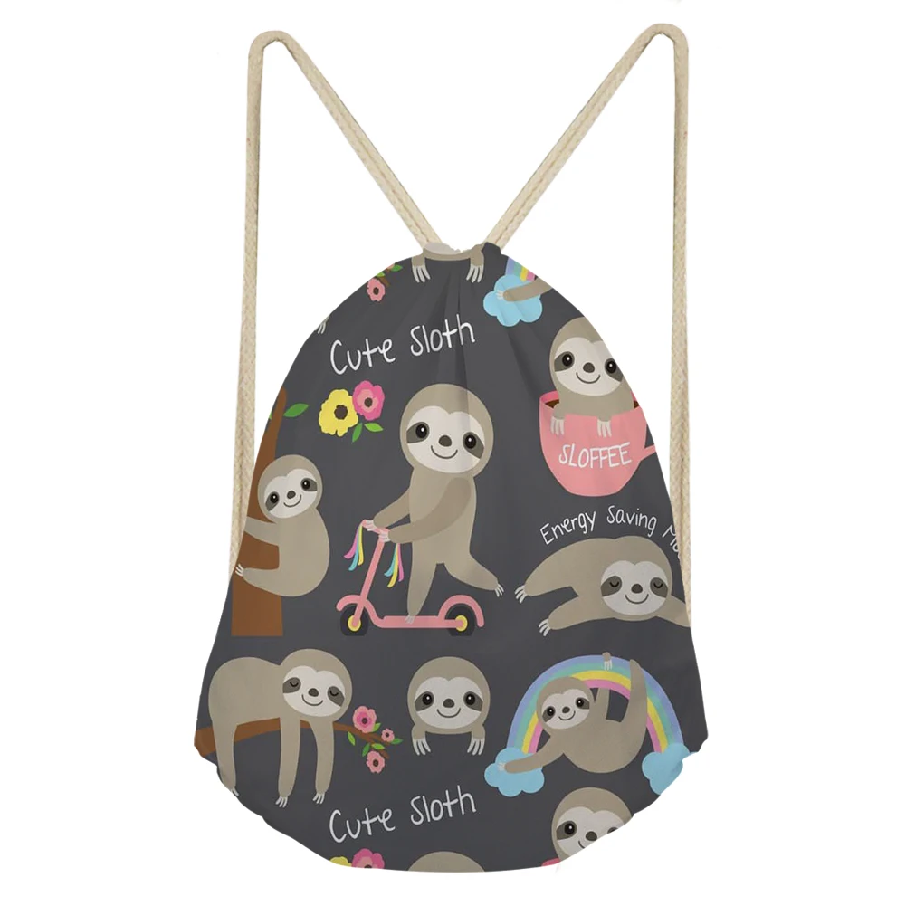 

Cute Sloth Print Drawstring Bag Ladies Storage Bag Women Fashion Animal Shopping Bags Teens Boys Girls Backpack Bookbag Mochilas
