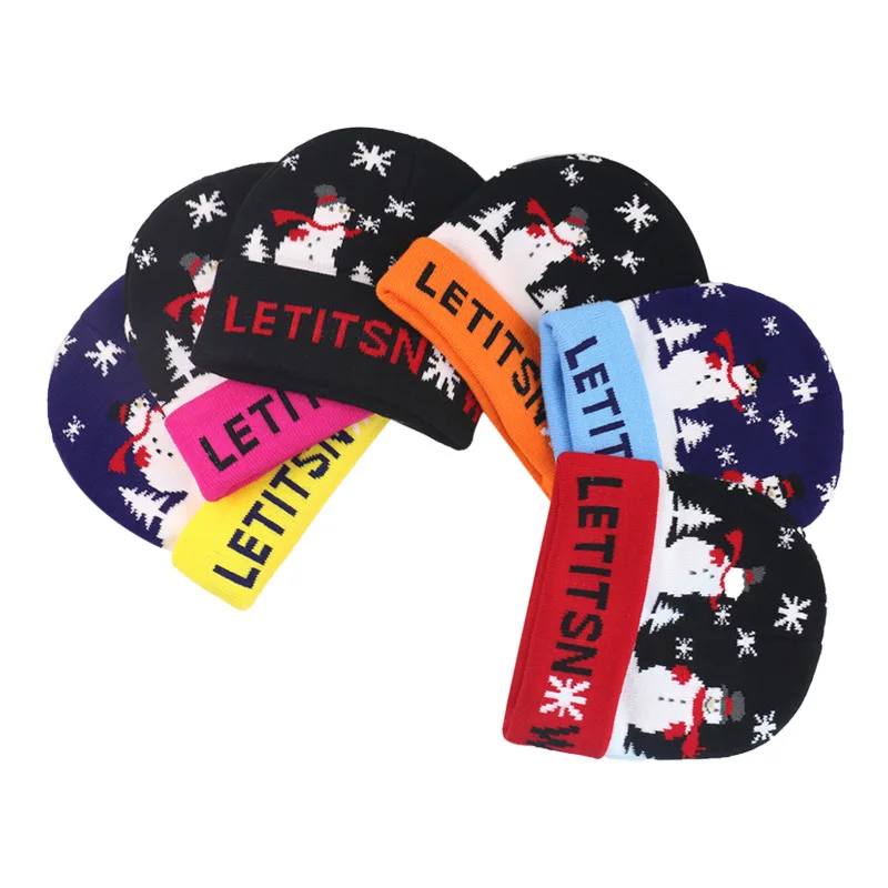 

Baby Beanie Winter Hat Christmas Knit Boy Girl Autumn Warm Acrylic Snowman Outdoor Skiing Accessory