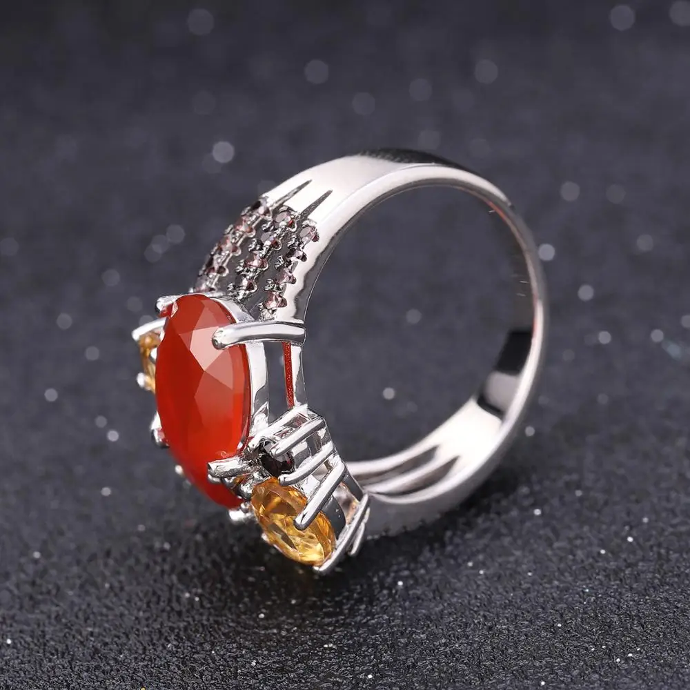 GEM'S BALLE 925 пробы серебро натуральный красный гранат цитрин кольцо серьги наборы конфет набор украшений для женщин Свадебные ювелирные изделия