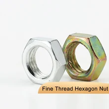 10Pcs Fine Thread Hexagon Nuts M7 M8 M9 M10 M12 M14 M16 Hex Nut Bright Zinc/Color Zinc Plated Carbon Steel