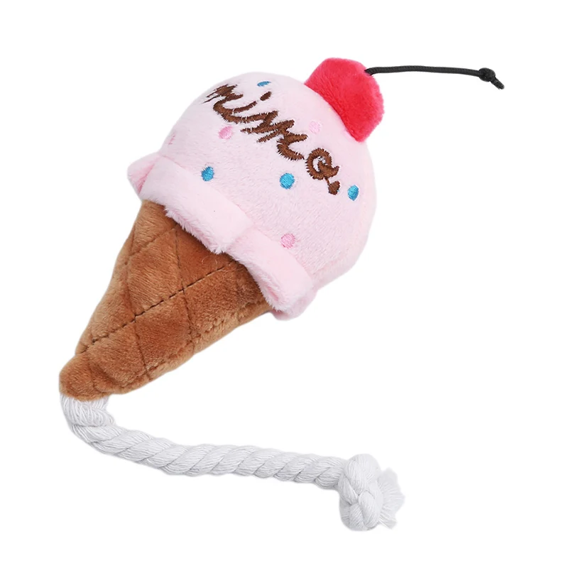 Lovely Dog Toy Puppy Squeak For Small Dogs Pet Cat Toys Chew Ice Cream Play Product Pink | Дом и сад