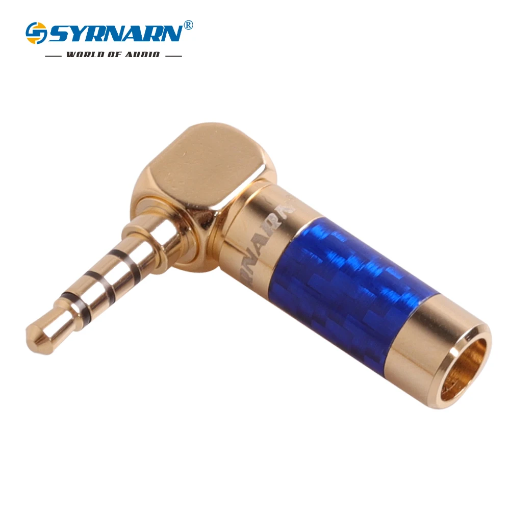 1pcs Carbon Fiber Earphone Jack 3.5mm 4pole Right angle Male Plug Gold