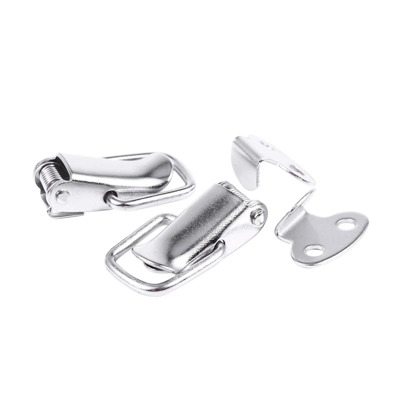 1.6" Long Silver Tone Metal Pull Down Loop Draw Latch 2 Pcs