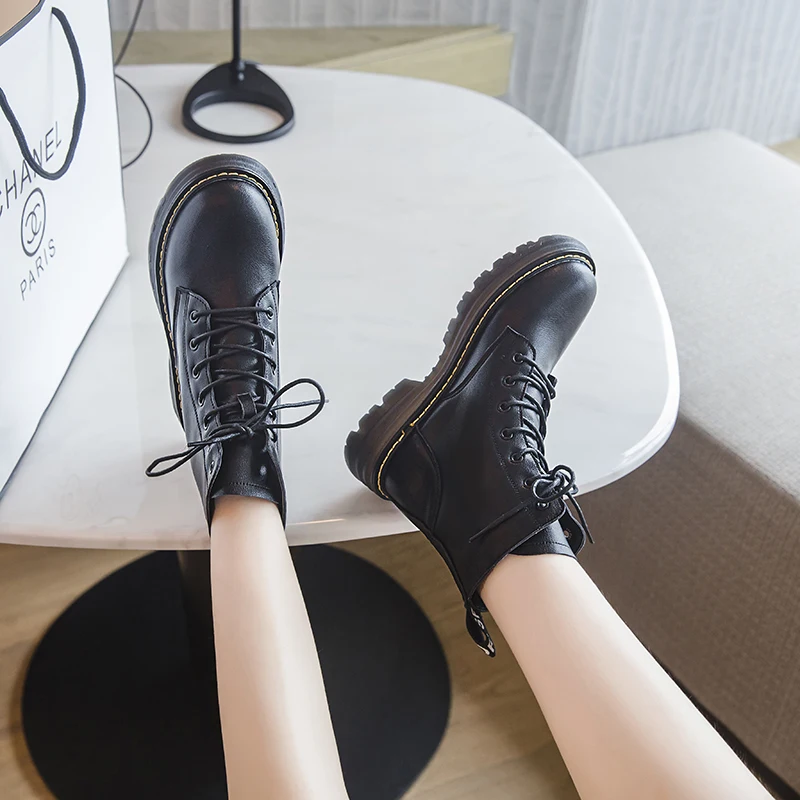 

Leather Martins new Autumn/Winter 2020 New Skinny scooter boots for Women spring/Autumn single ankle fanshion vintage boots