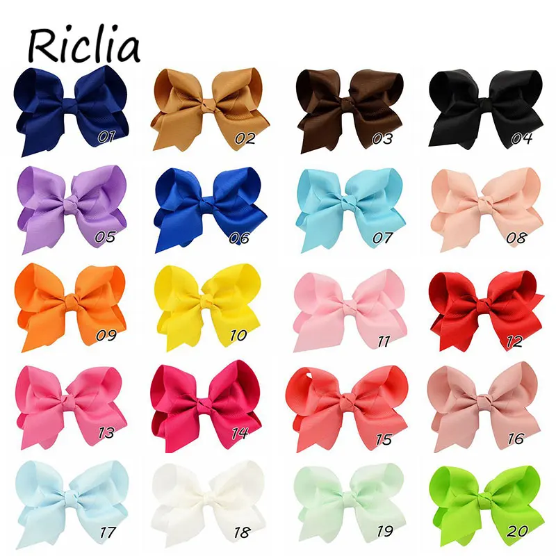 Riclia/20 шт./партия, детские заколки для волос с бантом, однотонные милые детские аксессуары для волос, карамельный бант, детские головные волосы для девочек, подарок, 20 цветов