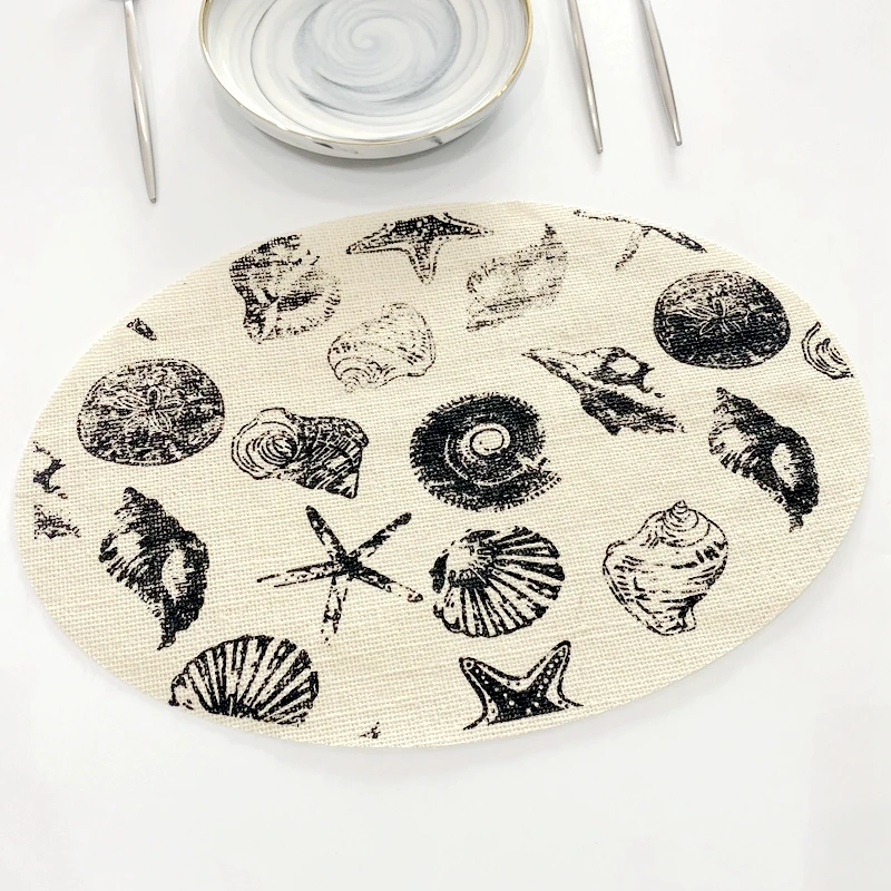 Paper Wove Heat Insulation Dining Table Mat Round Delicate Embroidery Dessert Pan Table Placemat Non-slip Coffee Cup Mats
