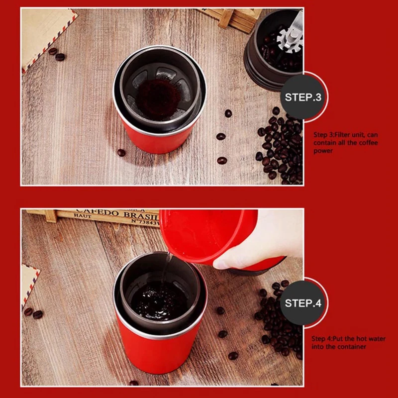 Manual Coffee Maker Hand Pressure Portable Espresso Machine Coffee Pressing Bottle Pot Coffee Tool for Outdoor Travel Use-Black