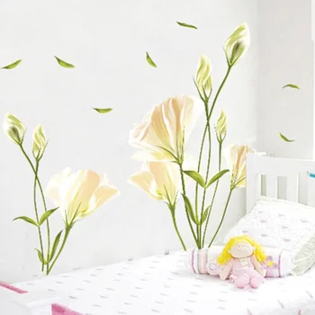 

Wall Sticker Elegant Lily Flowers On The Wall Stickers Home Decor Bedroom Backdrop Wall Decals HOT LXY9