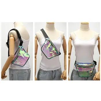 

Holographic Waist Bag Women Laser Fanny Pack Purse Transparent Hip Belt Pouch 23GE