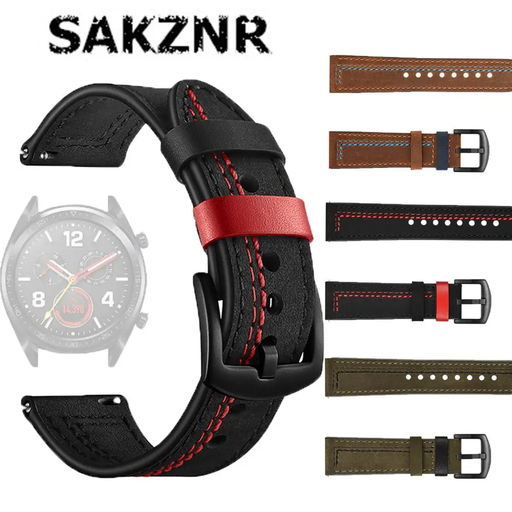 Genuine Leather Strap For huawei watch GT 2 46mm 42mm / Huawei Magic 2 Watch For Samsung Galaxy Watch Bracelet Sports Wristband