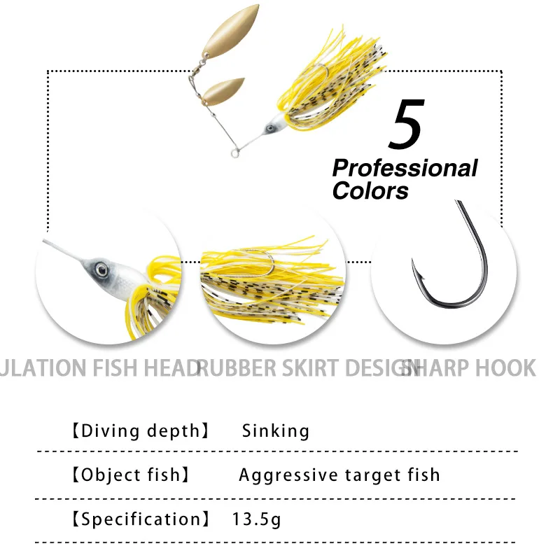 WESTBASS 1PX Spinnerbait 13.5g Spoon Spinner Wobbler Sinking Bass Fishing Lure Metal Jigging Swimbait Swivel Trolling Isca Pesca 3