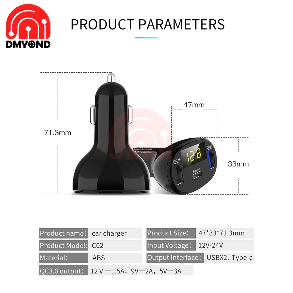 QC3.0 QC Тип C PD DC 12 В usb Тип мультивольтовый Измеритель Напряжения Монитор двойной USB цифровой вольтметр дисплей для автомобиля Быстрая зарядка