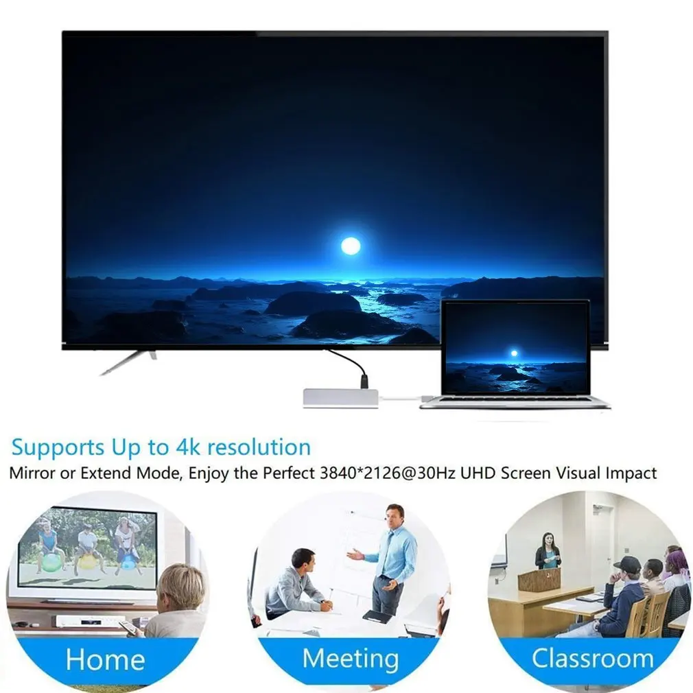 USB C концентратор мульти порт HDMI адаптер 5 в 1 USB C адаптер USB C к HDMI с 3 шт USB 3,0 порты зарядка PD порт
