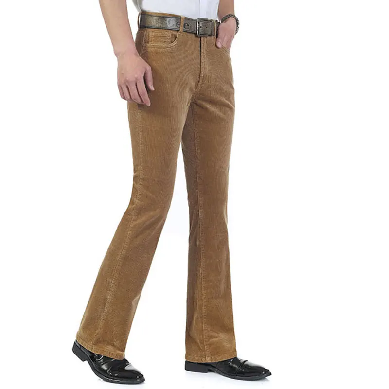 Men's Casual Pants Business Casual Pants Corduroy Bell-Bottom Trousers Korean Style Stretch Boot cut Trousers